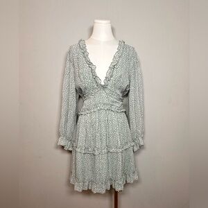 Unbranded Sage Green Ruffle Wrap Mini Dress – Women’s Medium